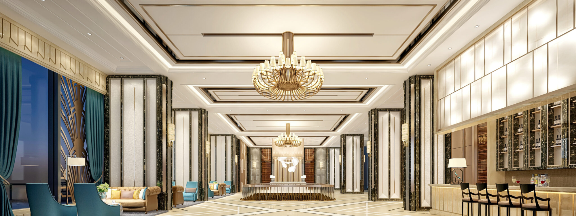 3d,Render,Of,Luxury,Hotel,Lobby